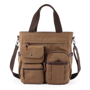 Canvas Heren Laptop Schoudertas Bruin